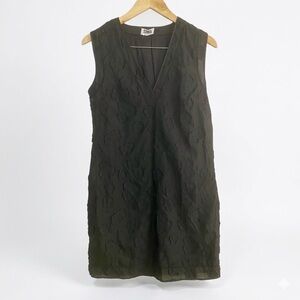 SONIA BY SONIA RYKIEL Black Textured Floral Fil Coupé Shift Dress Size 40 US 8